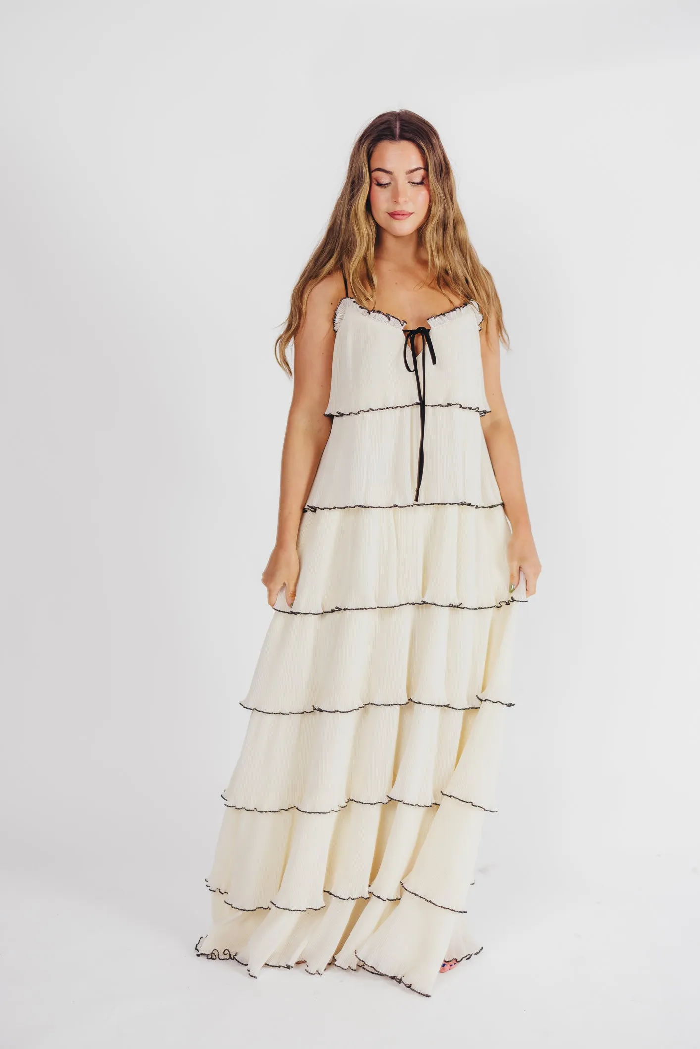 Parisian Dream Tiered Maxi Dress in Cream sold by Worth Collective product image thumbnail 2