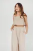 Christy Linen-Blend Sleeveless Cropped Top in Sand *Final-Sale* sold by Worth Collective