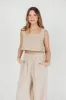 Christy Linen-Blend Sleeveless Cropped Top in Sand *Final-Sale* sold by Worth Collective