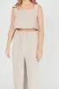 Christy Linen-Blend Sleeveless Cropped Top in Sand *Final-Sale* sold by Worth Collective