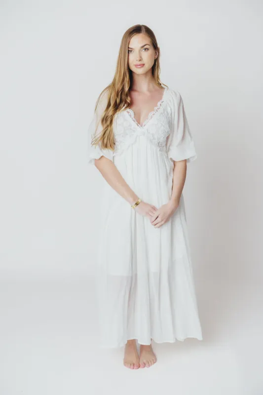 Lana Midi Dress in White - Inclusive Sizing (S-3X) sold by Worth Collective
