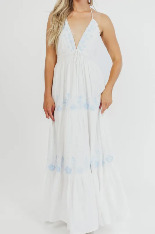 Lena Embroidered Maxi Dress in Off-White sold by Worth Collective