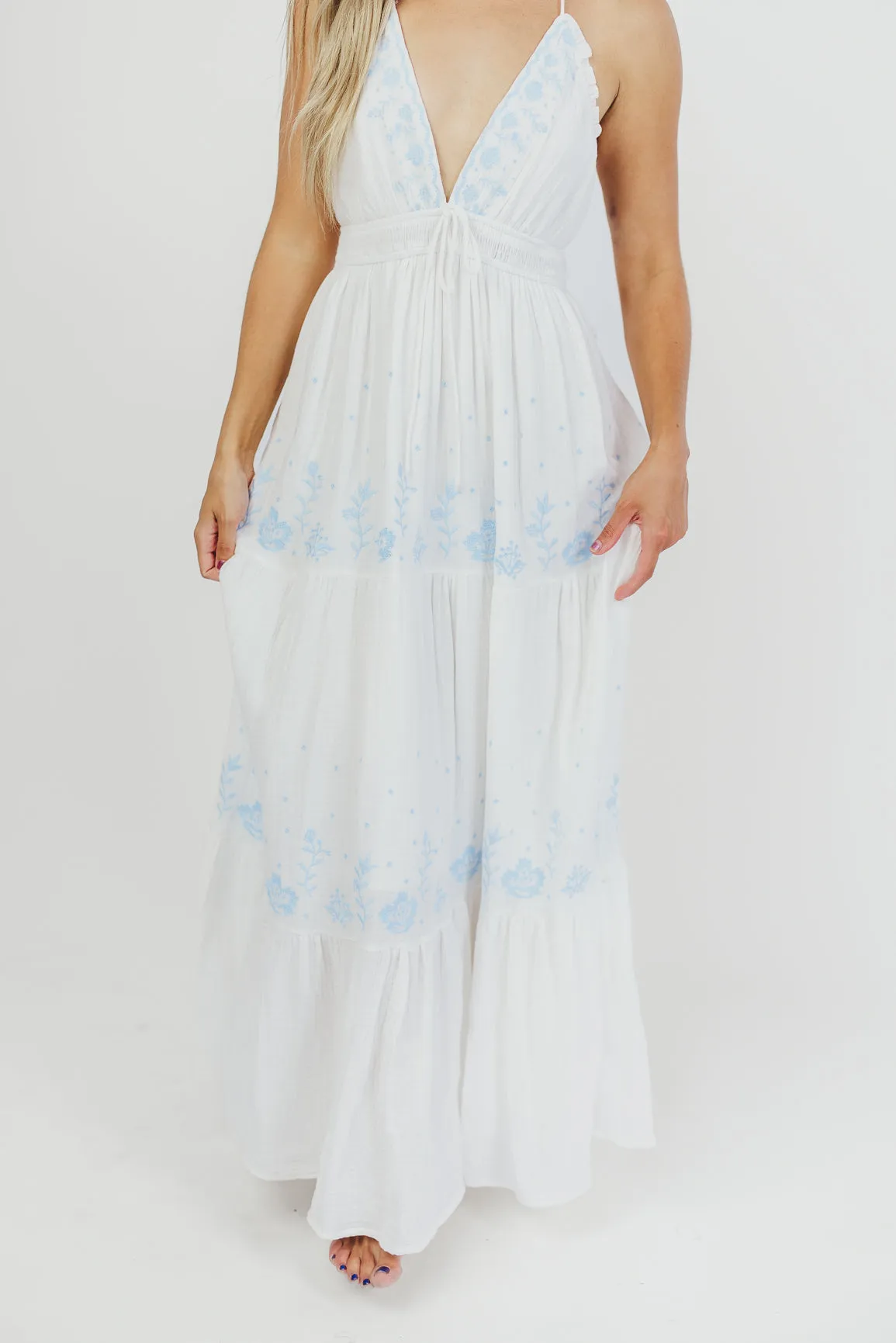 Lena Embroidered Maxi Dress in Off-White sold by Worth Collective product image thumbnail 4