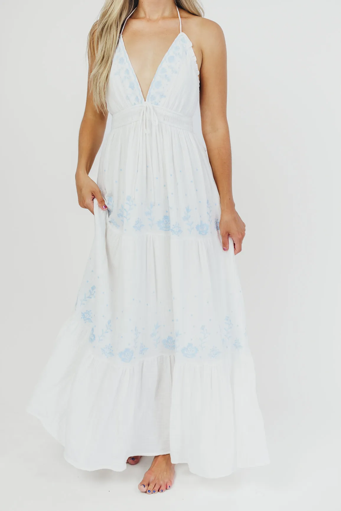 Lena Embroidered Maxi Dress in Off-White sold by Worth Collective product image thumbnail 5