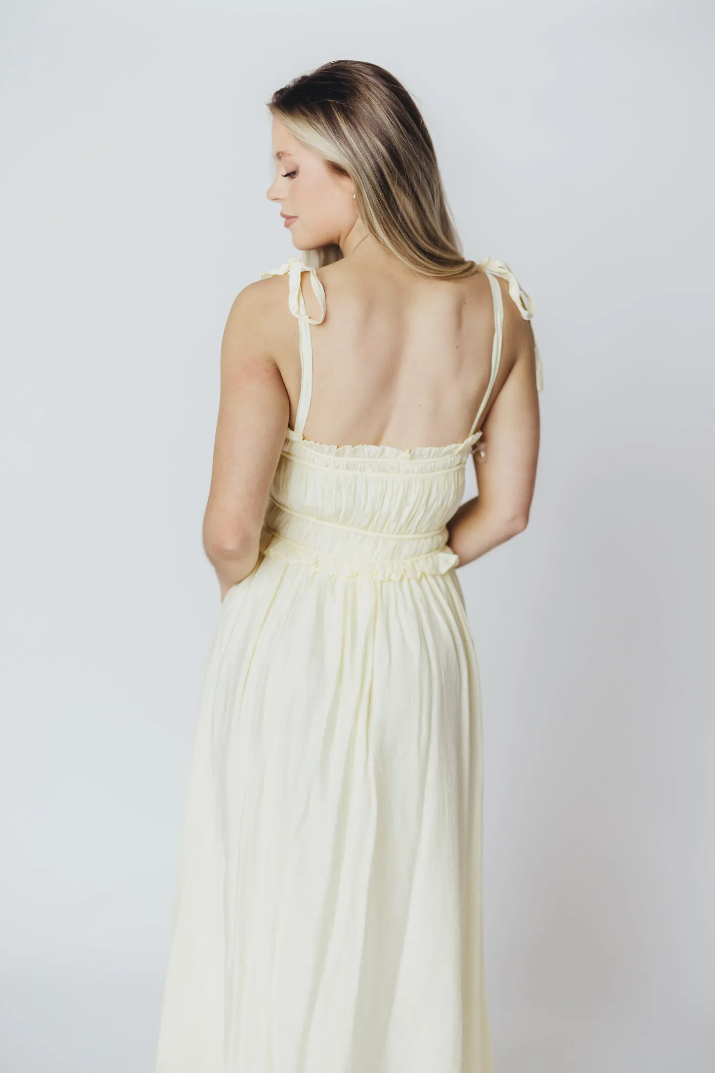 Sadie Ruffled Midi Dress in Custard sold by Worth Collective product image thumbnail 2