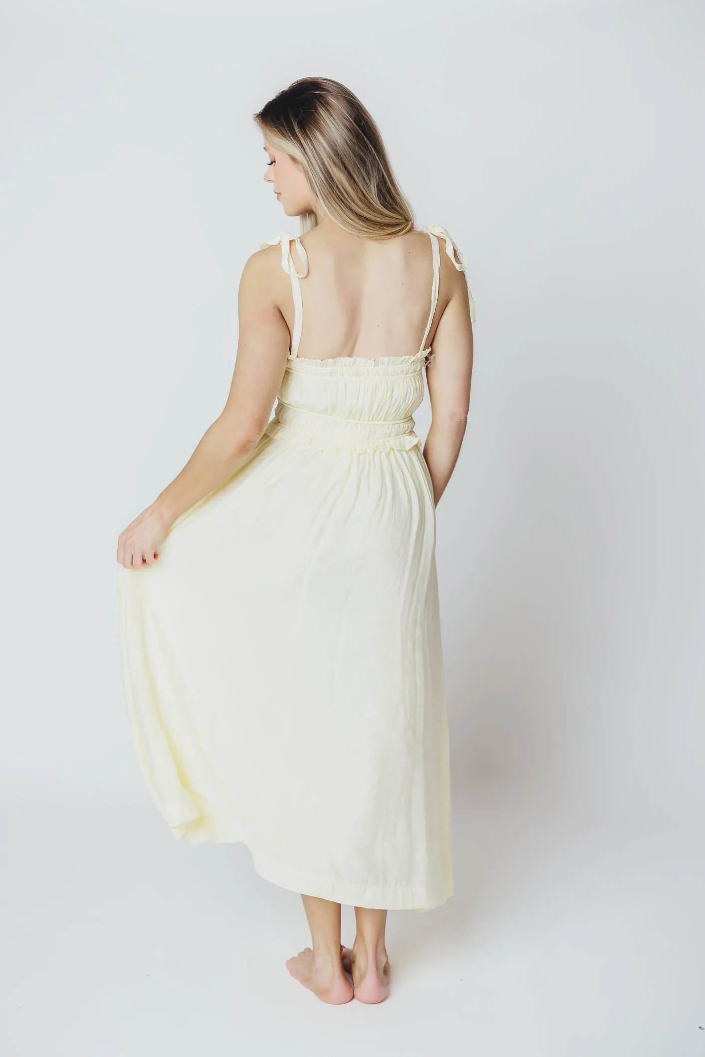Sadie Ruffled Midi Dress in Custard sold by Worth Collective product image thumbnail 3