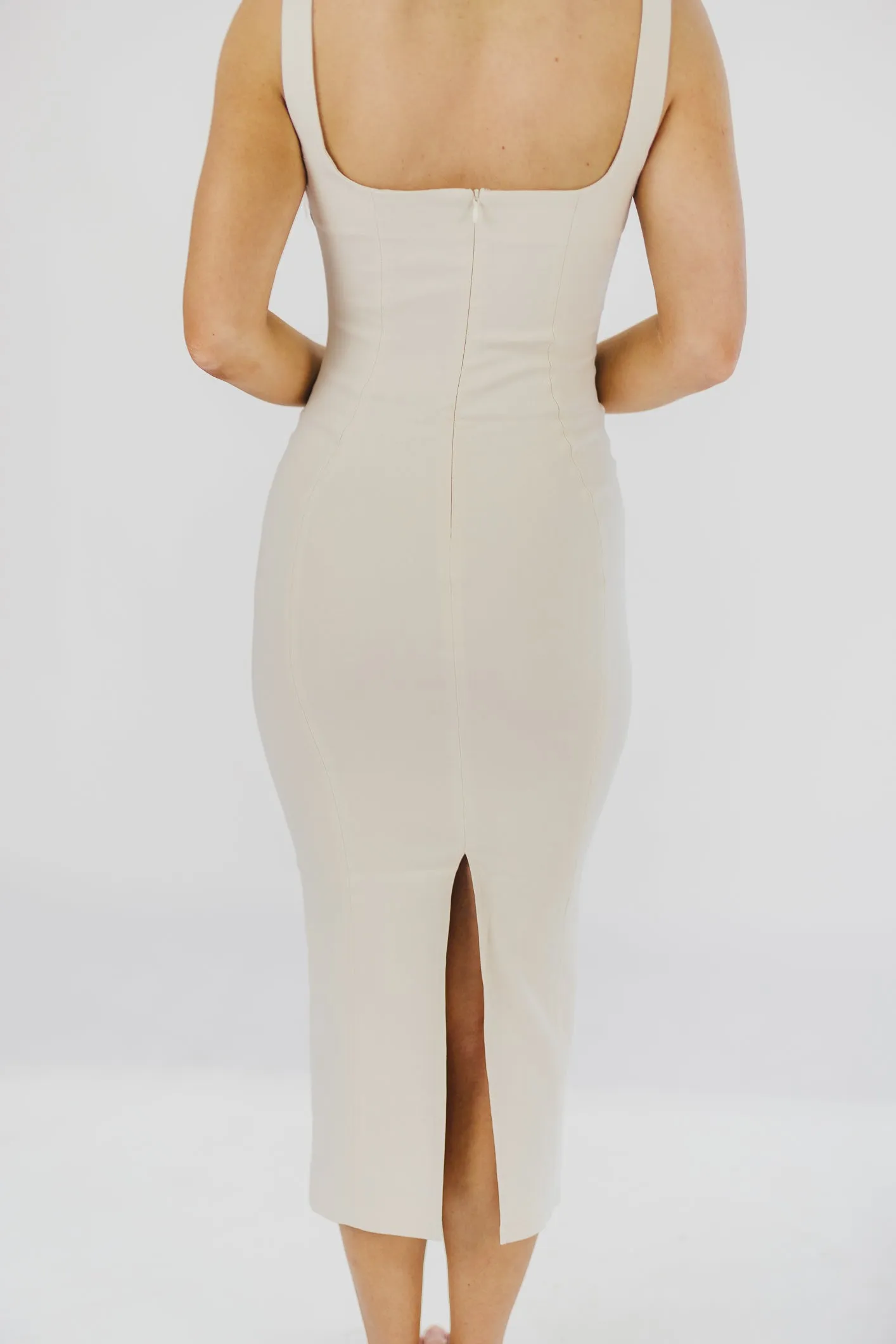 Anthia Bodycon Midi Dress in Bone sold by Worth Collective product image thumbnail 4