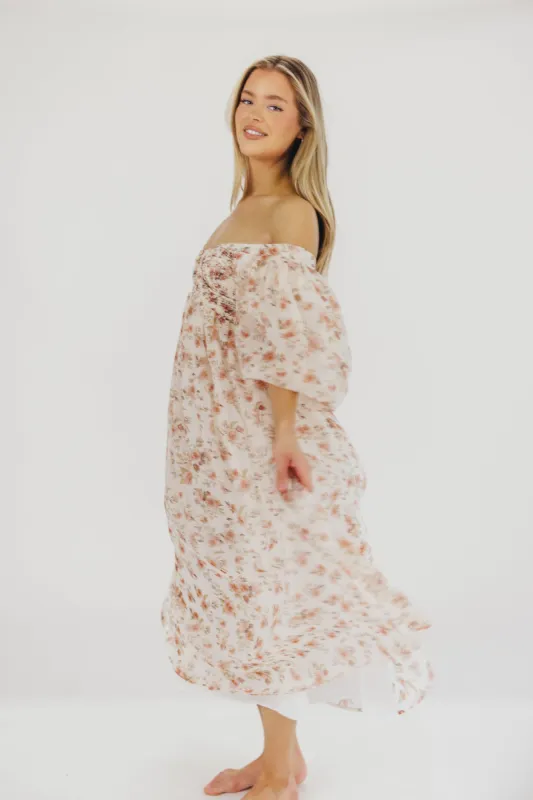 Harlow Maxi Dress in Ivory Floral - Bump Friendly & Inclusive Sizing (S-3XL) sold by Worth Collective
