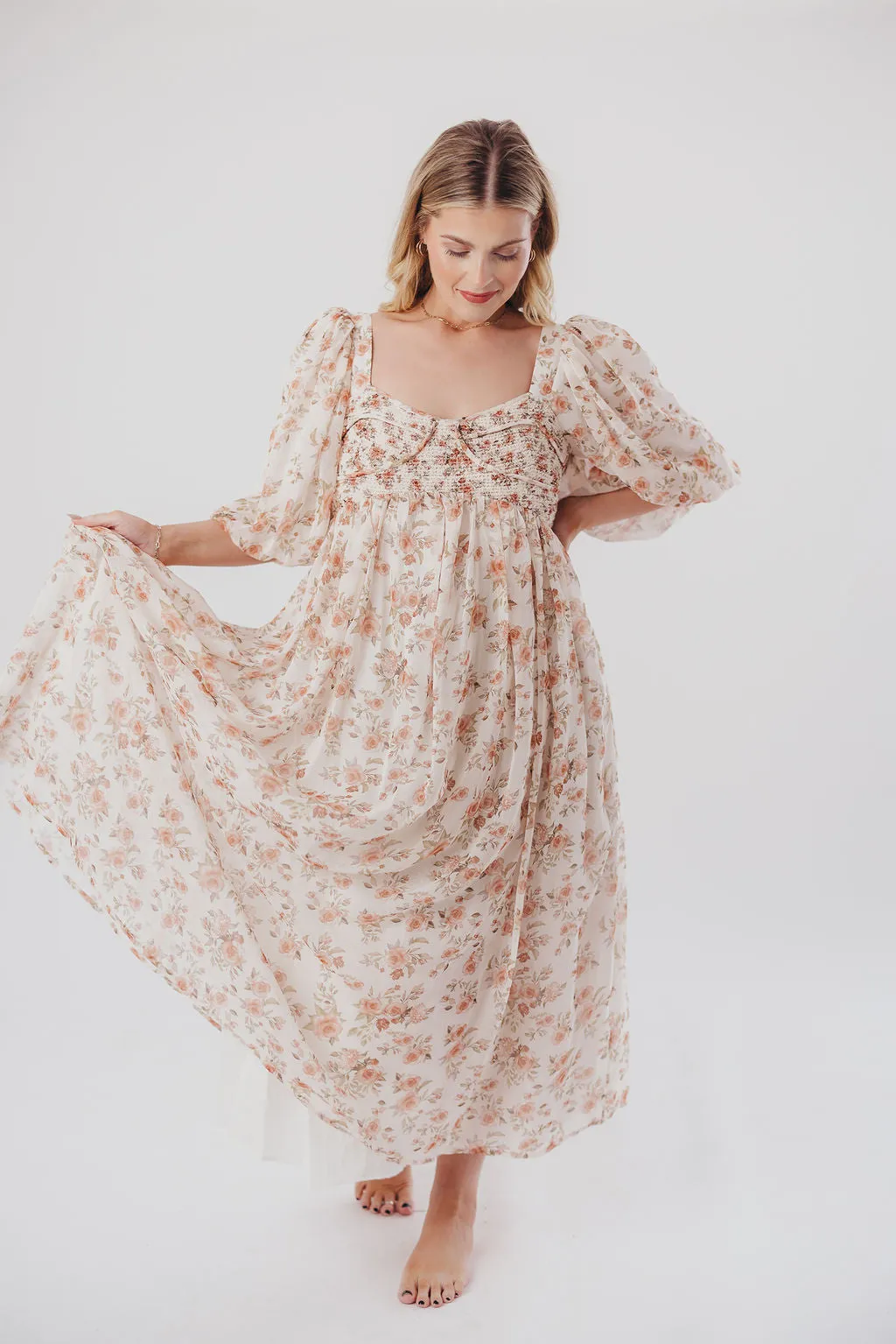 Harlow Maxi Dress in Ivory Floral - Bump Friendly & Inclusive Sizing (S-3XL) sold by Worth Collective product image thumbnail 3