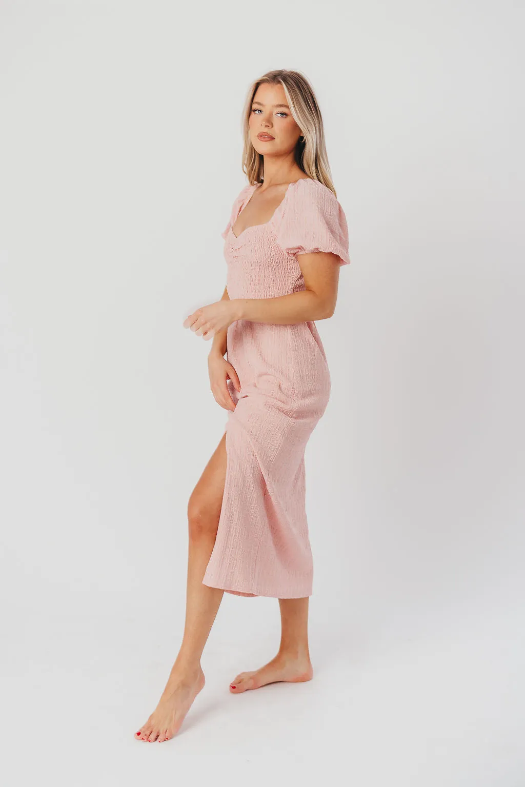 Maria Sweetheart Neckline Midi Dress in Seashell Pink - Bump Friendly & Inclusive Sizing (S-3XL) - Final Few sold by Worth Collective product image thumbnail 2