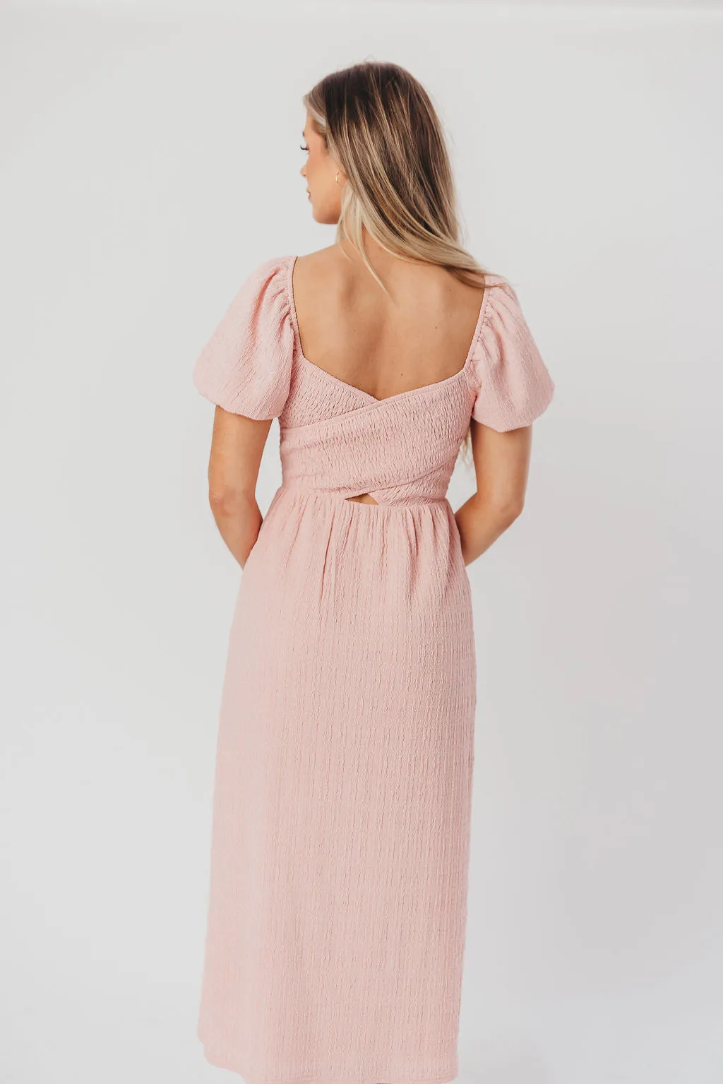 Maria Sweetheart Neckline Midi Dress in Seashell Pink - Bump Friendly & Inclusive Sizing (S-3XL) - Final Few sold by Worth Collective product image thumbnail 5