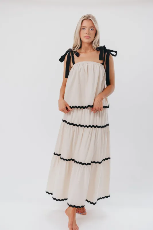 Ginger Ric Rac Cami Top with Shoulder Tie in Oatmeal sold by Worth Collective