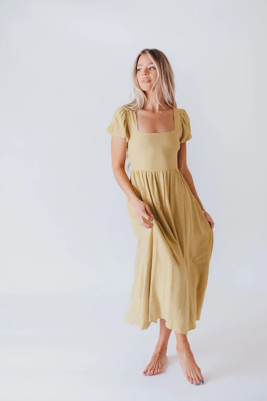 August Open Back Midi Dress in Sweet Pea - Bump Friendly sold by Worth Collective product image thumbnail 4