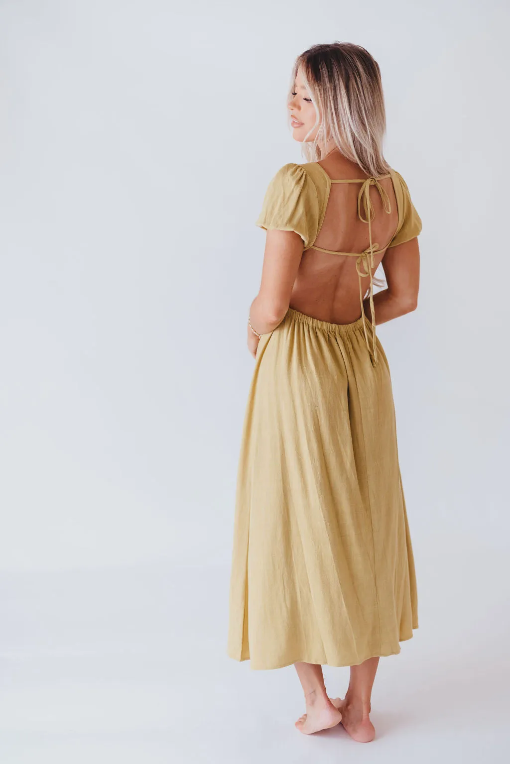 August Open Back Midi Dress in Sweet Pea - Bump Friendly sold by Worth Collective product image thumbnail 5