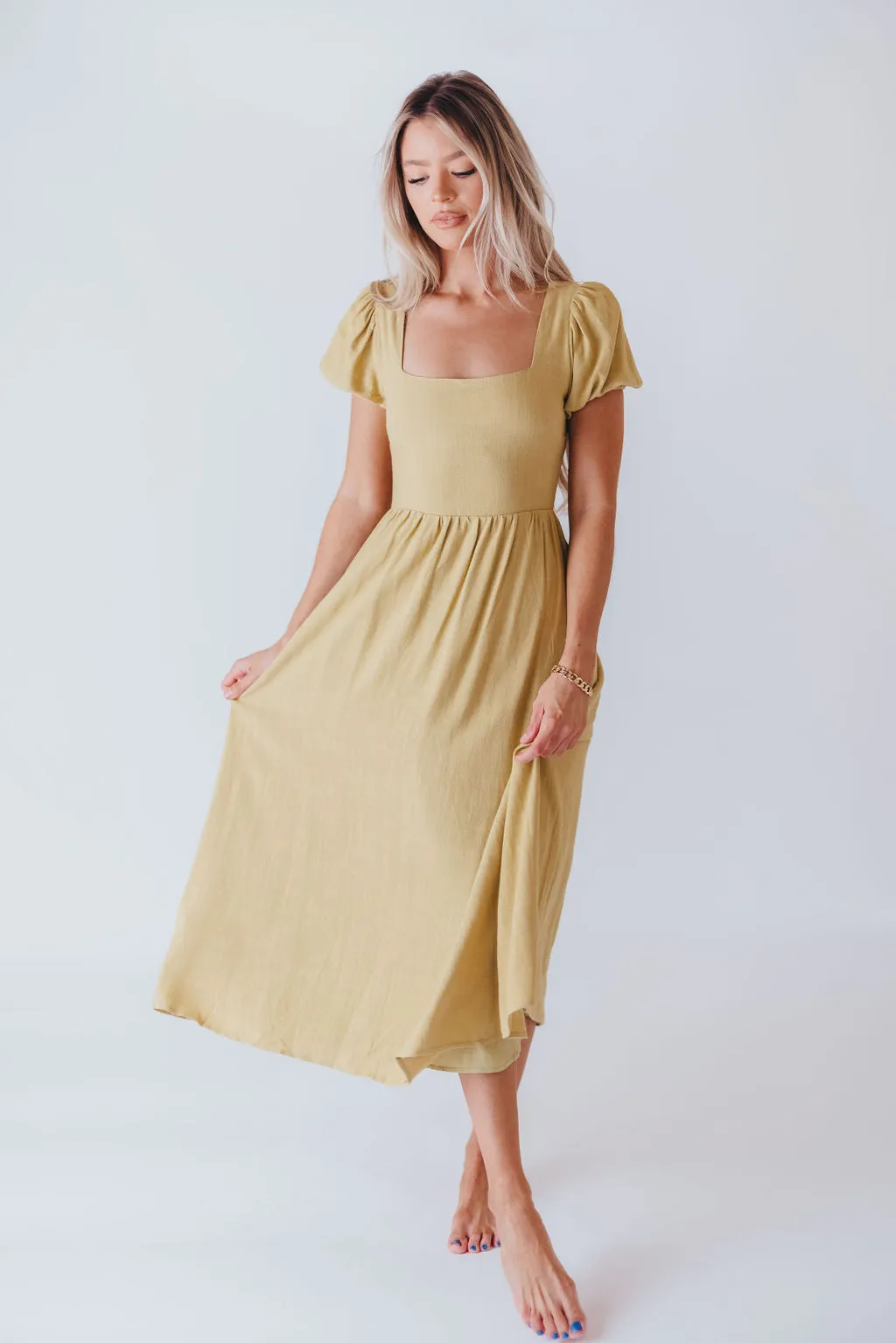 August Open Back Midi Dress in Sweet Pea - Bump Friendly sold by Worth Collective product image thumbnail 3