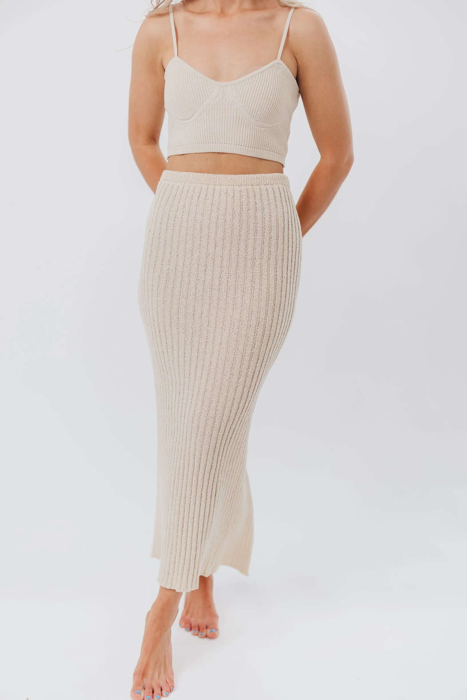 Alicia Sweater Knit Maxi Skirt with Back Slit in Ecru sold by Worth Collective product image thumbnail 5