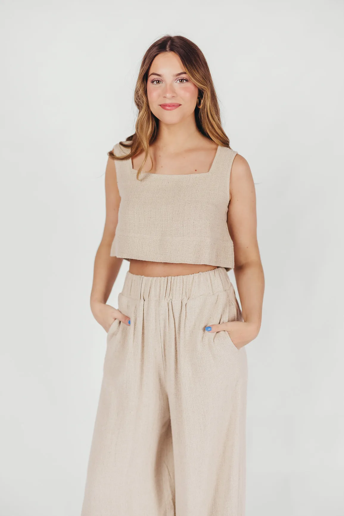 Christy Linen-Blend Wide Leg Pant in Sand sold by Worth Collective product image thumbnail 3