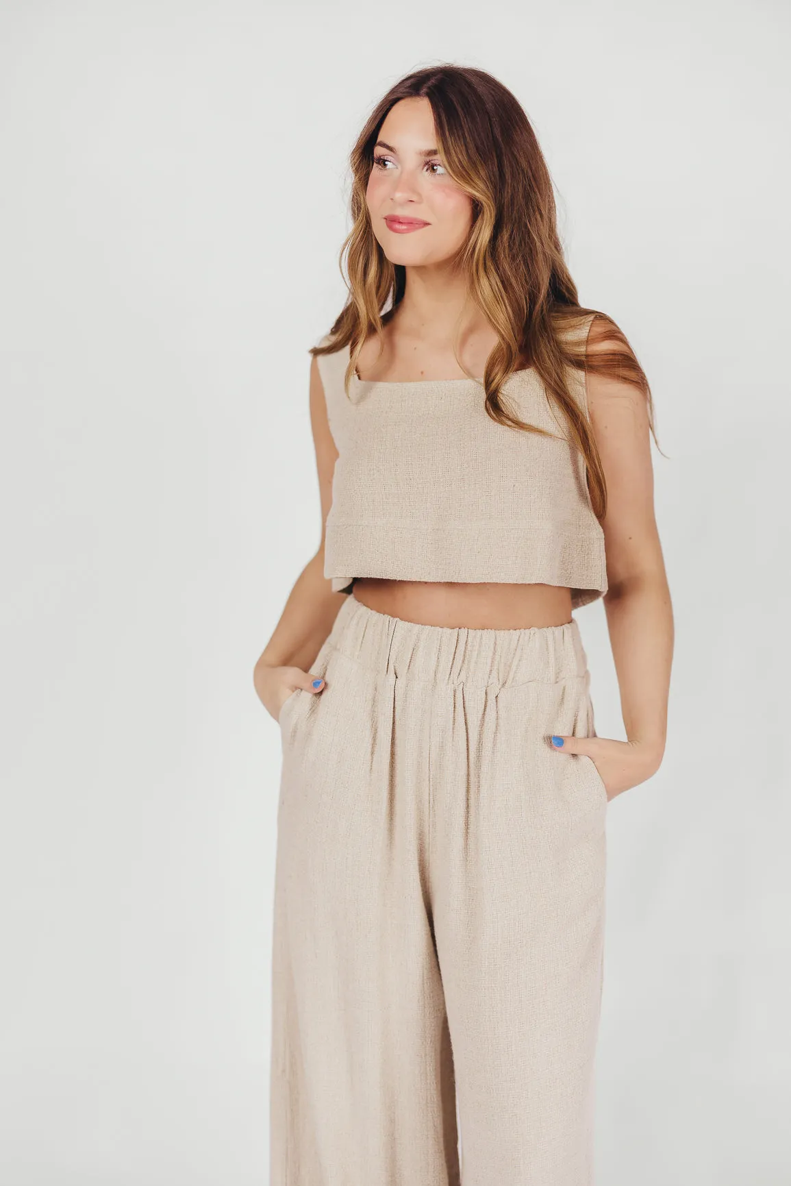 Christy Linen-Blend Wide Leg Pant in Sand sold by Worth Collective product image thumbnail 2