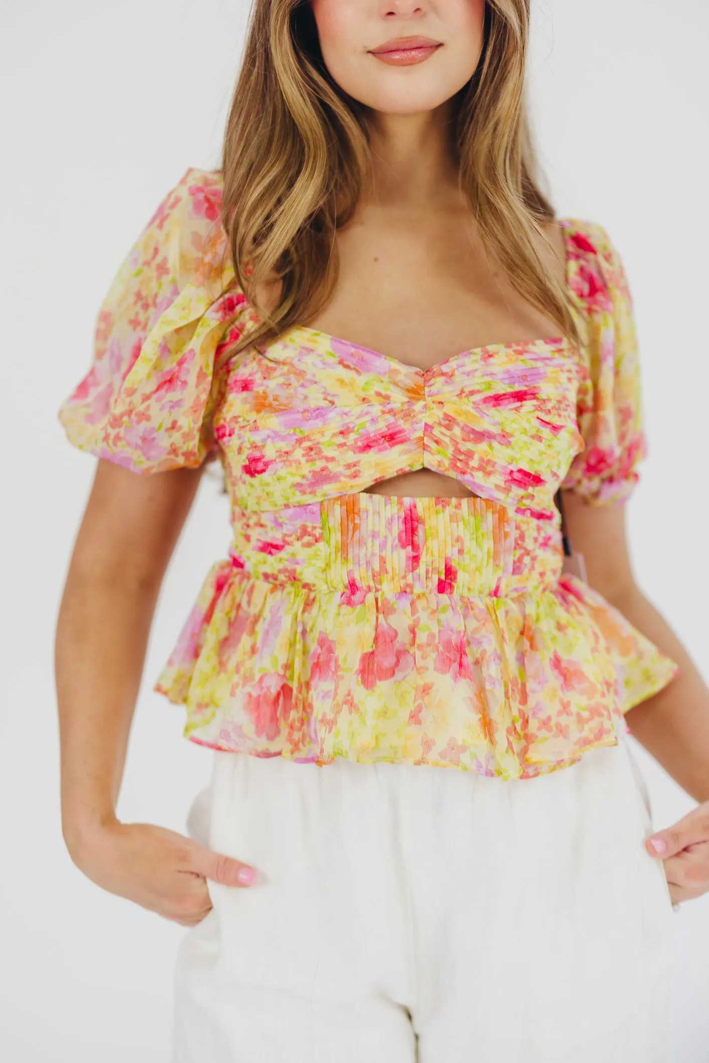 Arlet Top in Yellow Multi Floral sold by Worth Collective