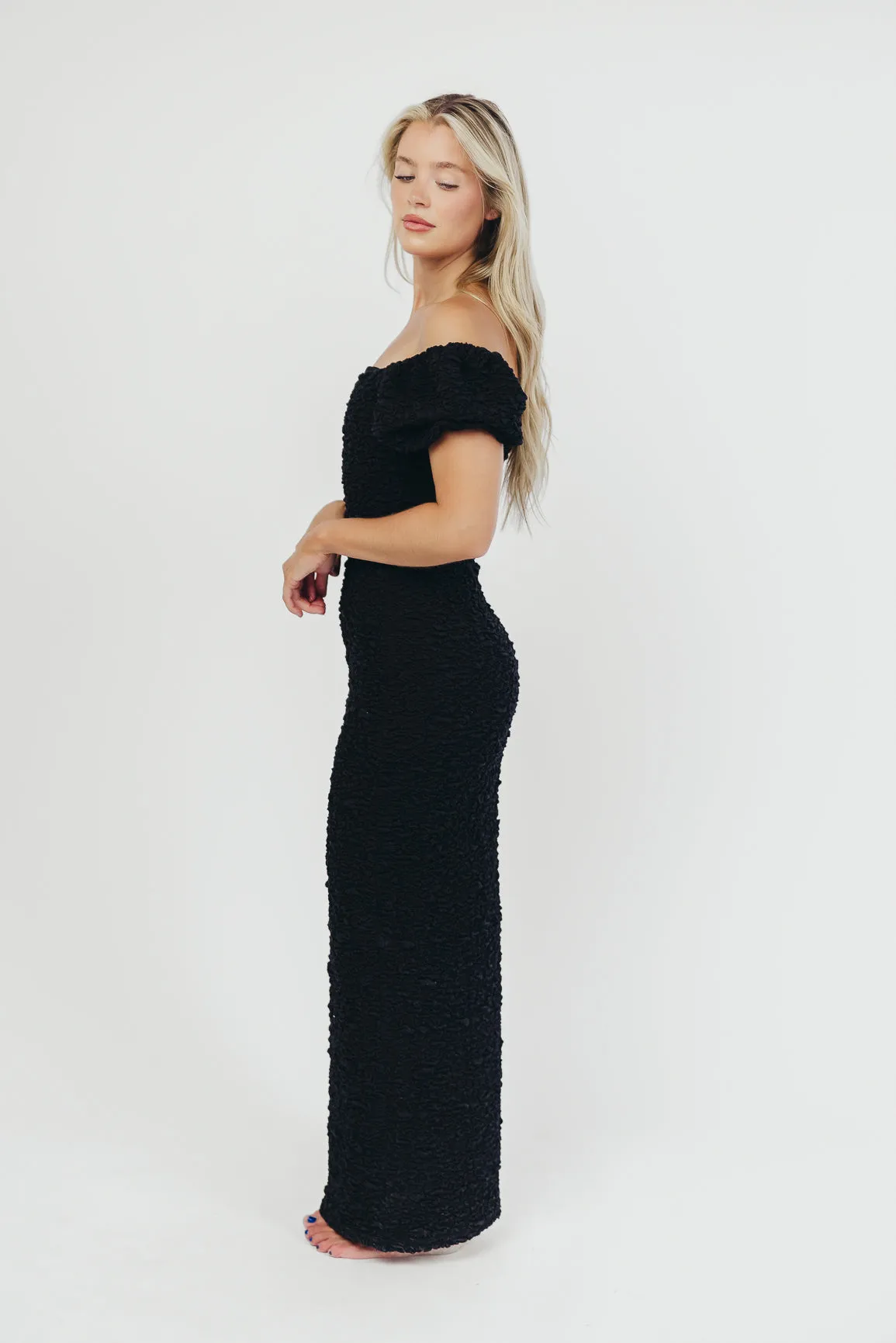 Madden Textured Maxi Dress in Black - Bump Friendly sold by Worth Collective product image thumbnail 3