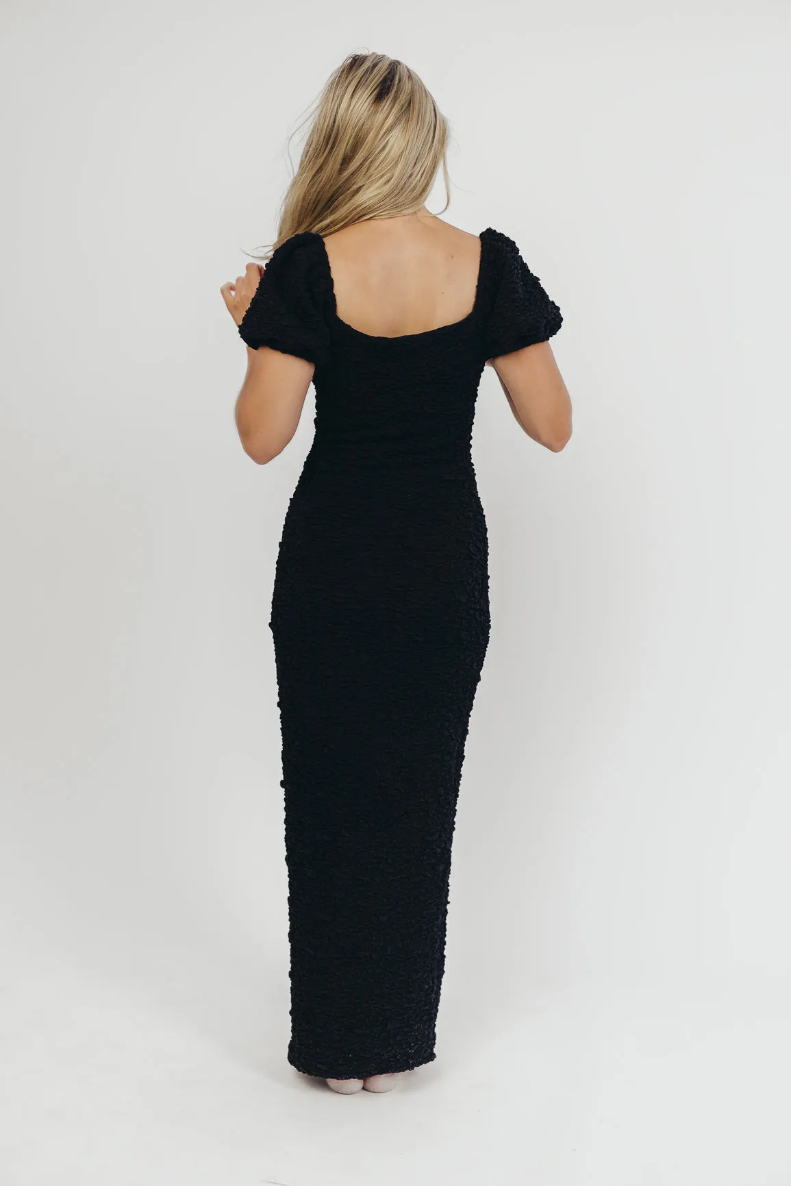 Madden Textured Maxi Dress in Black - Bump Friendly sold by Worth Collective product image thumbnail 4