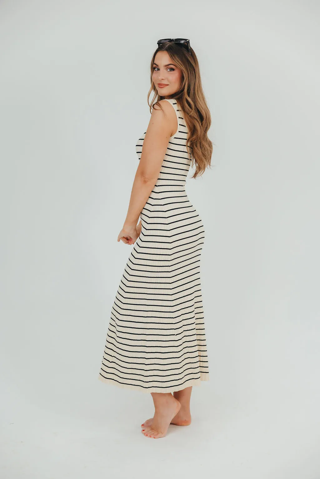 Scarlett Tank Maxi Dress in Cream/Black sold by Worth Collective product image thumbnail 4