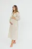 Hunter 100% Cotton Gauze Midi Dress in Natural/Tan Floral - Bump Friendly and Inclusive Sizing sold by Worth Collective