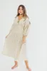 Hunter 100% Cotton Gauze Midi Dress in Natural/Tan Floral - Bump Friendly and Inclusive Sizing sold by Worth Collective