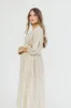 Hunter 100% Cotton Gauze Midi Dress in Natural/Tan Floral - Bump Friendly and Inclusive Sizing sold by Worth Collective