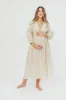 Hunter 100% Cotton Gauze Midi Dress in Natural/Tan Floral - Bump Friendly and Inclusive Sizing sold by Worth Collective