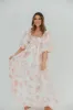 Melody Maxi Dress with Pleats and Bow Detail in Pink Floral -  Bump Friendly & Inclusive Sizing (S-3XL) sold by Worth Collective