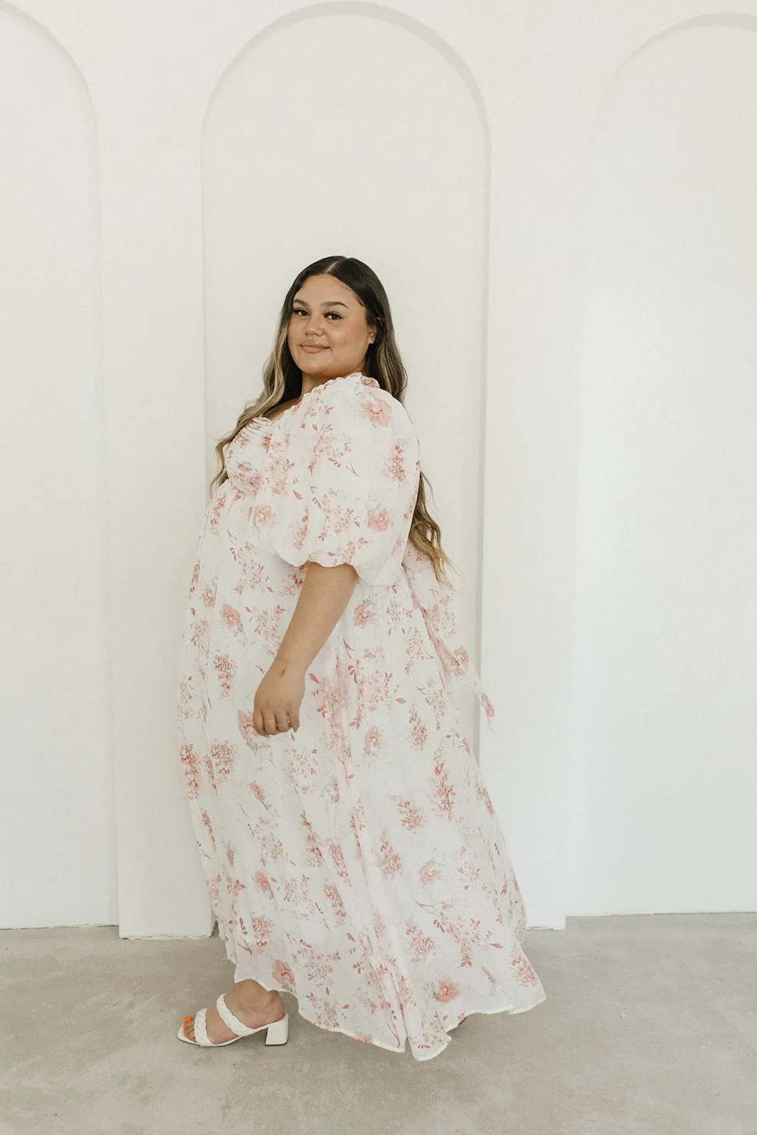 Melody Maxi Dress with Pleats and Bow Detail in Pink Floral - Bump Friendly & Inclusive Sizing (S-3XL) sold by Worth Collective product image thumbnail 3