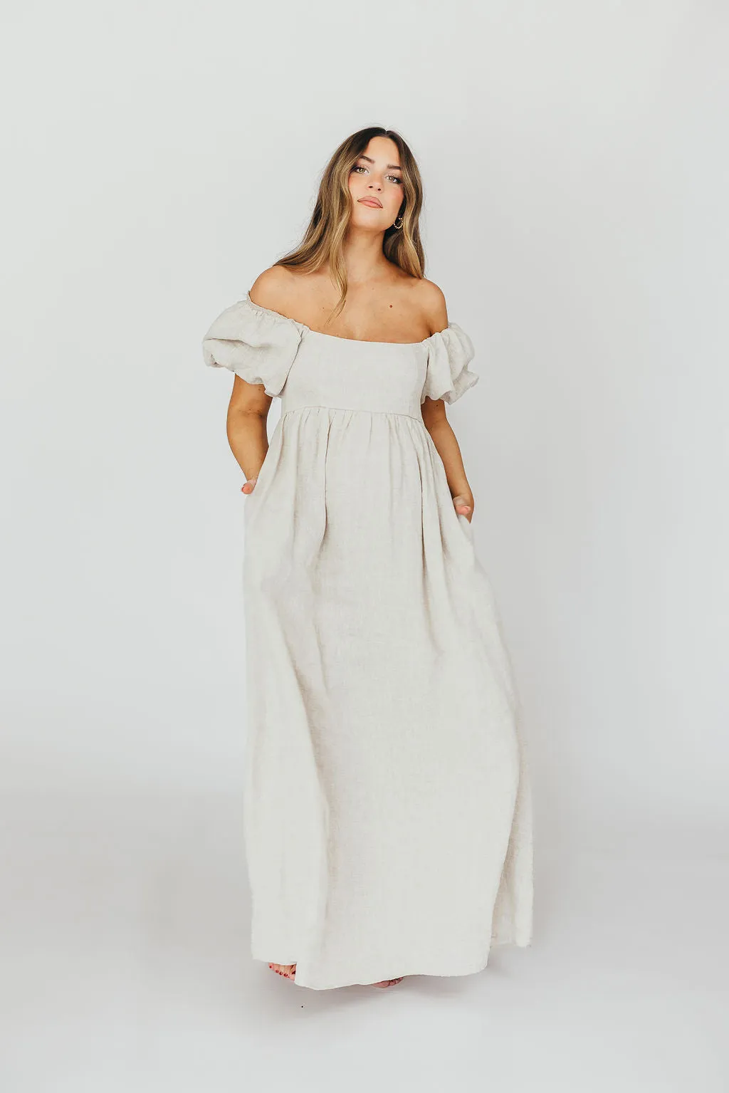 Candace Maxi Dress in Natural - 100% Linen - Bump Friendly sold by Worth Collective product image thumbnail 4