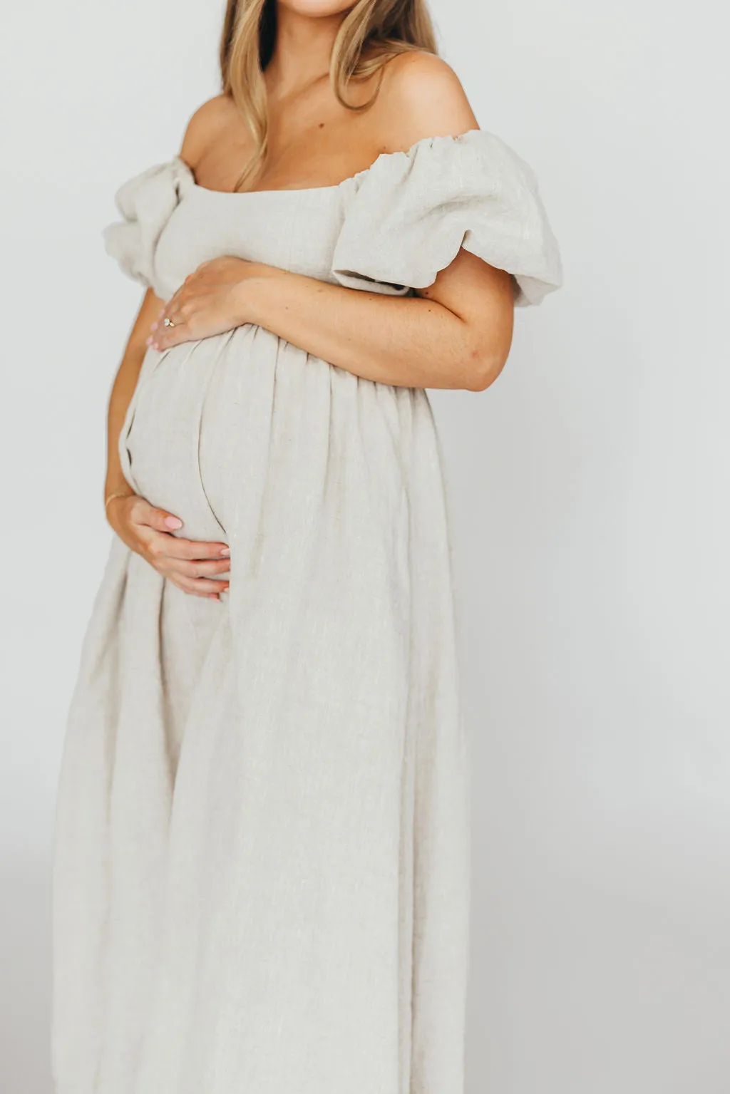 Candace Maxi Dress in Natural - 100% Linen - Bump Friendly sold by Worth Collective product image thumbnail 5