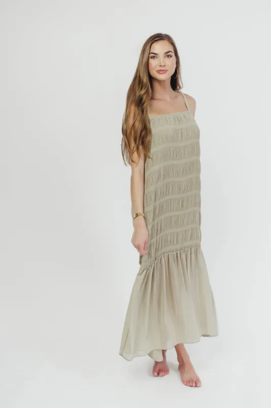 Karolyn Tie Strap Maxi Dress in Sage sold by Worth Collective