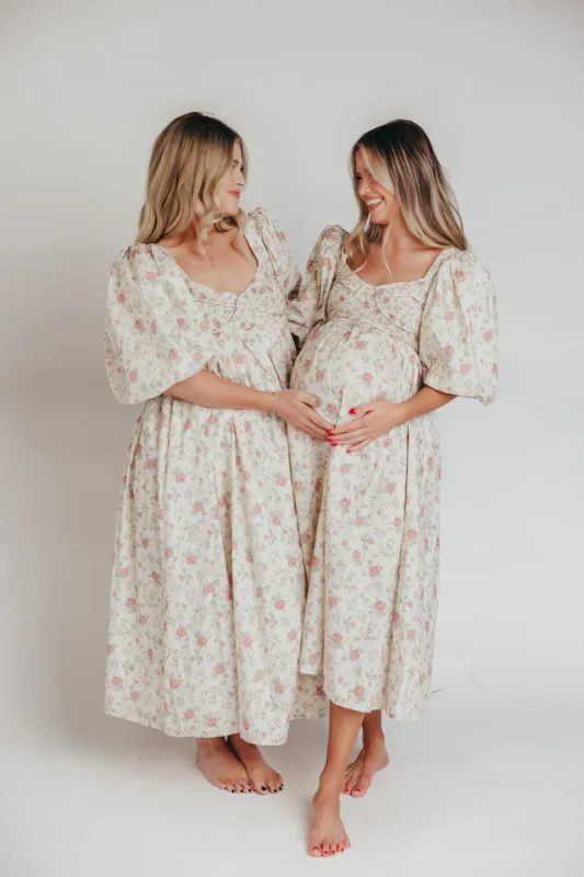 Harlow Maxi Dress in Off-White Floral - Bump Friendly & Inclusive Sizing (S-3XL) *Final-Sale* sold by Worth Collective
