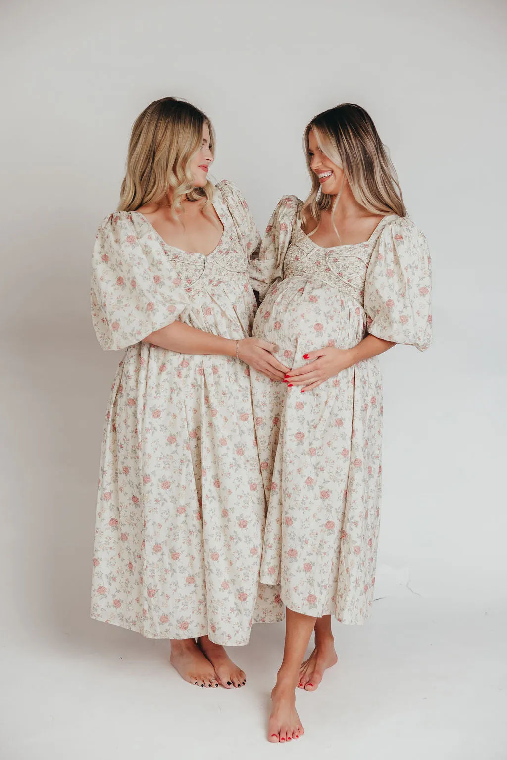 Harlow Maxi Dress in Off-White Floral - Bump Friendly & Inclusive Sizing (S-3XL) *Final-Sale* sold by Worth Collective