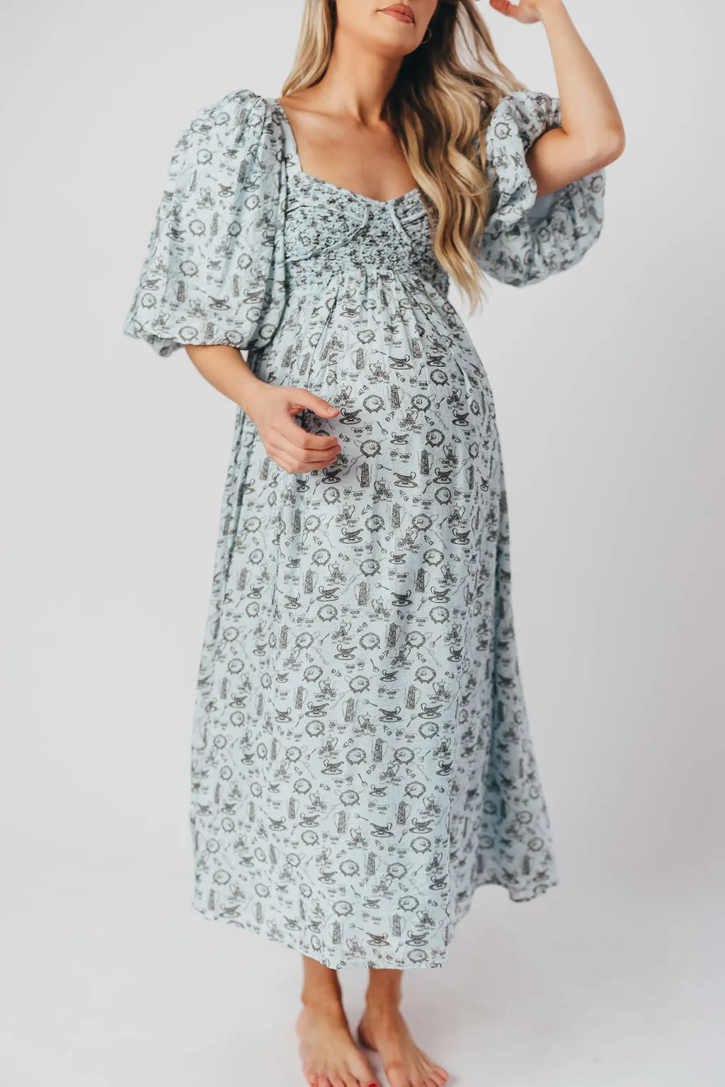 Harlow Maxi Dress in Blue Vintage Tea - Bump Friendly & Inclusive Sizing (S-XL) sold by Worth Collective product image thumbnail 4