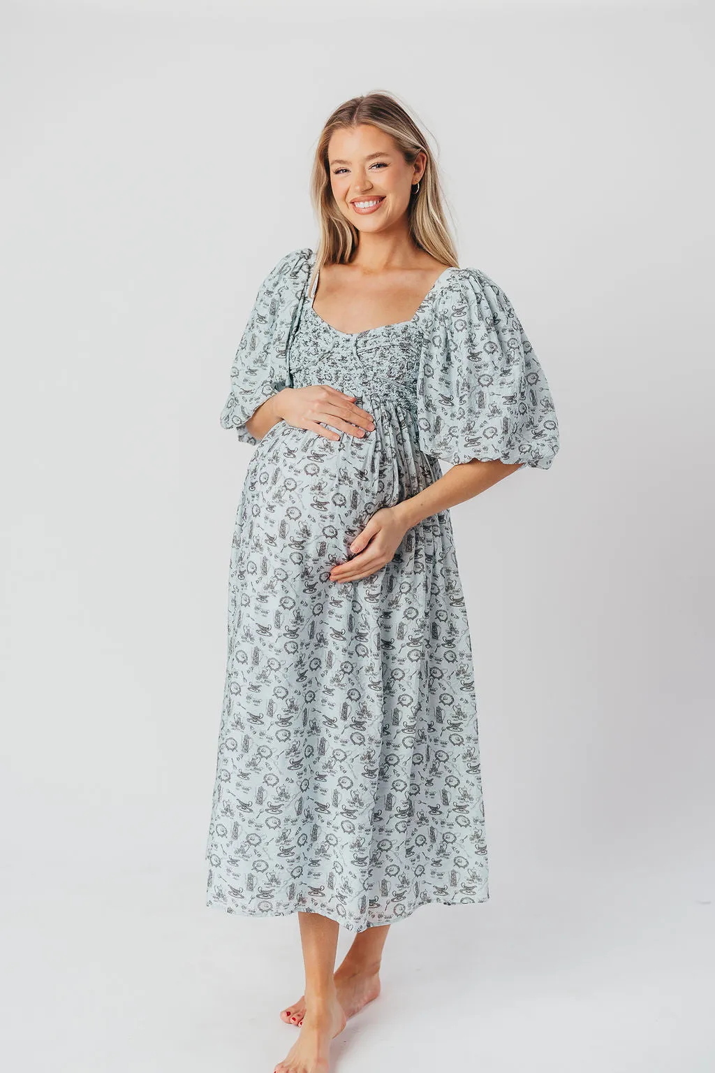 Harlow Maxi Dress in Blue Vintage Tea - Bump Friendly & Inclusive Sizing (S-XL) sold by Worth Collective product image thumbnail 5