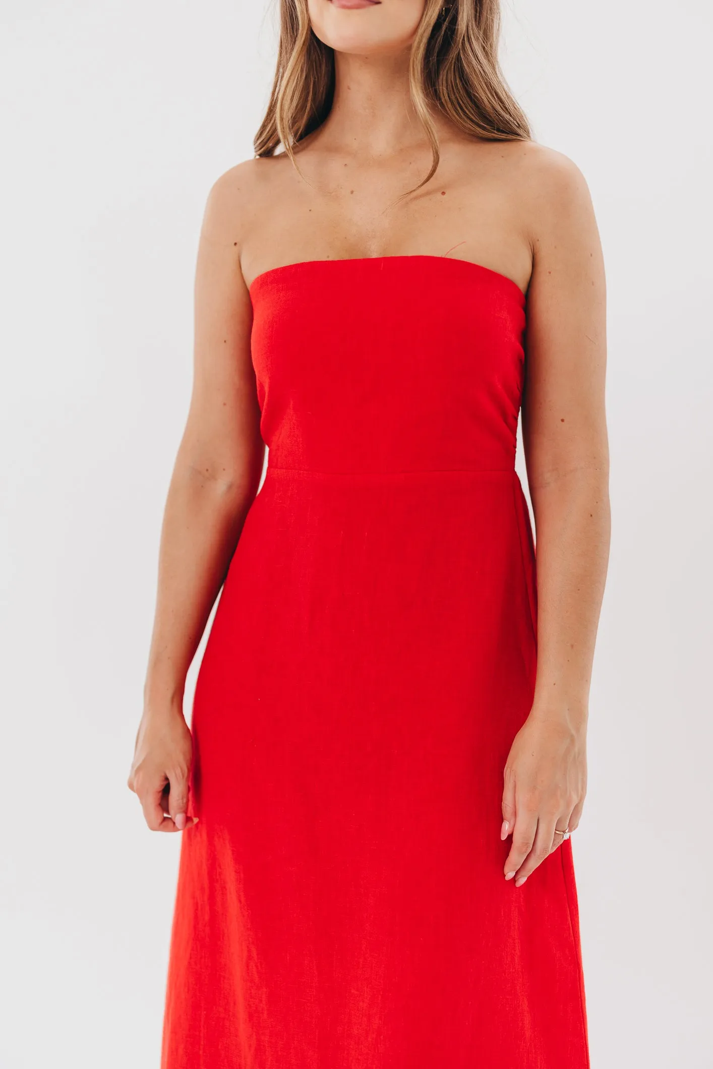 Blair Linen Maxi Dress in Red sold by Worth Collective product image thumbnail 5