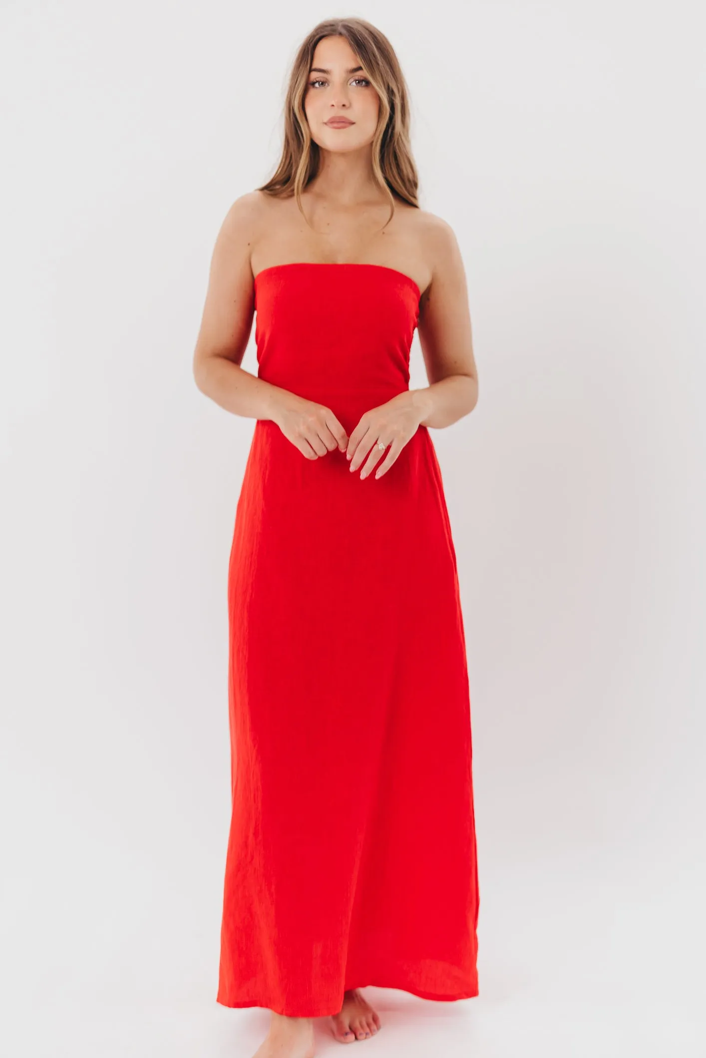 Blair Linen Maxi Dress in Red sold by Worth Collective product image thumbnail 4