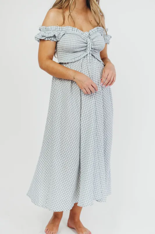 Georgia Ruffled Gingham Midi Dress in Sage - Bump Friendly (See Stock Image for True Color) sold by Worth Collective