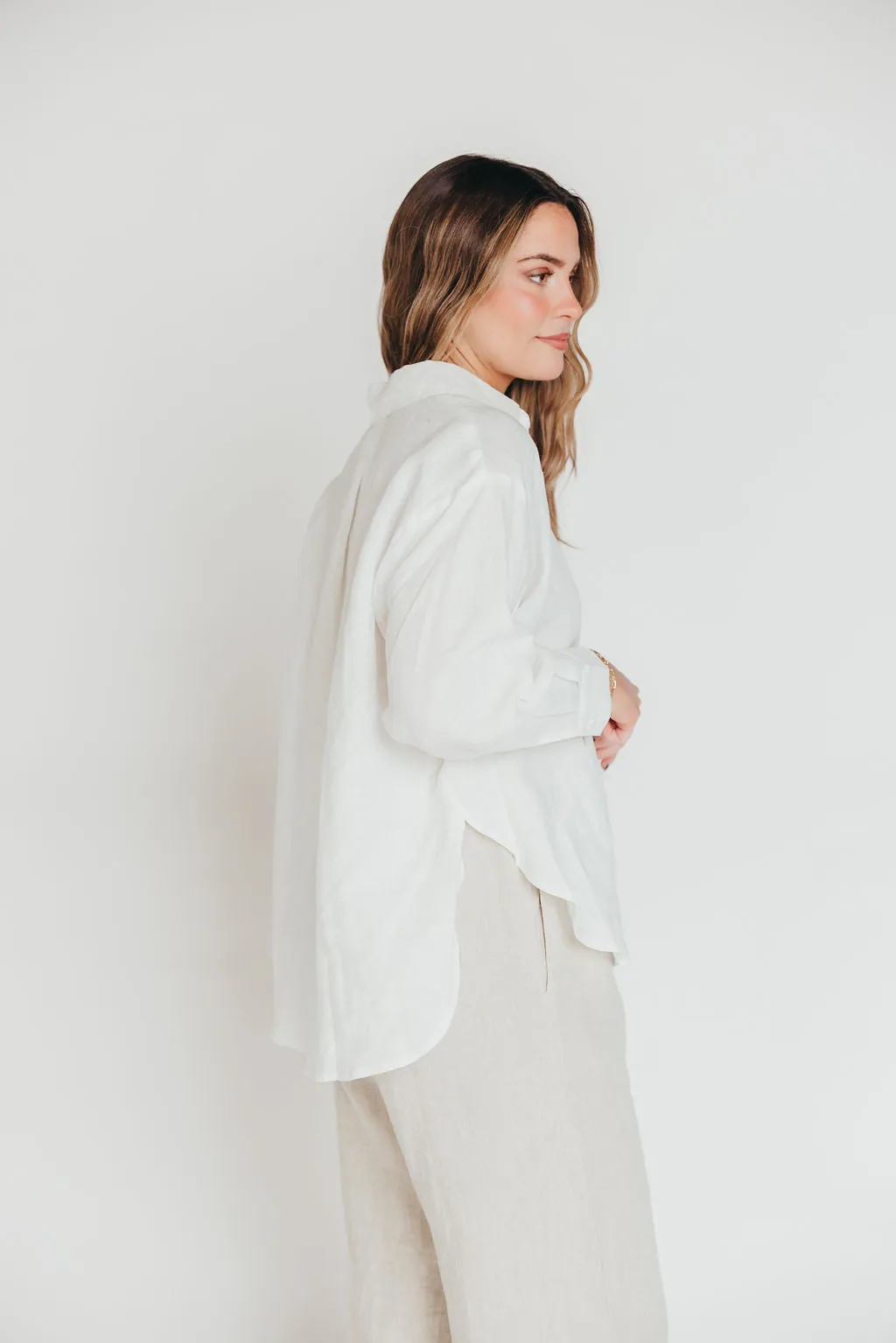 The Evelyn 100% Linen Top in White sold by Worth Collective product image thumbnail 5