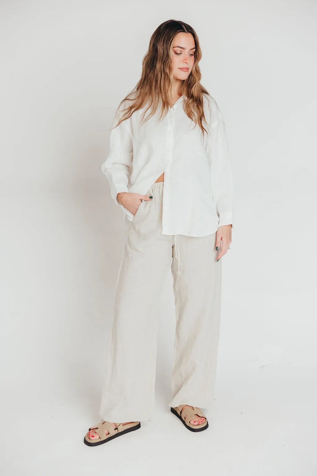 The Evelyn 100% Linen Top in White sold by Worth Collective product image thumbnail 4