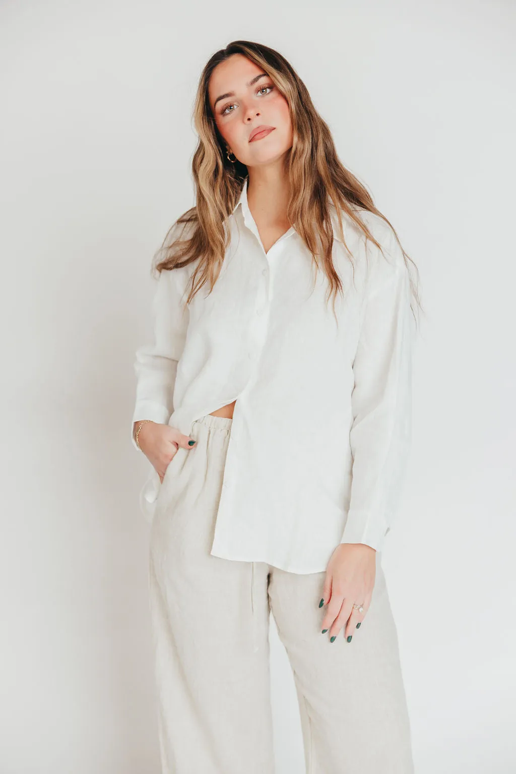 The Evelyn 100% Linen Top in White sold by Worth Collective product image thumbnail 3