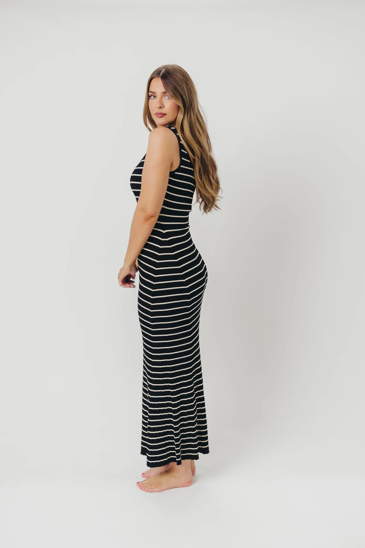 Scarlett Tank Maxi Dress in Black/Cream sold by Worth Collective product image thumbnail 5