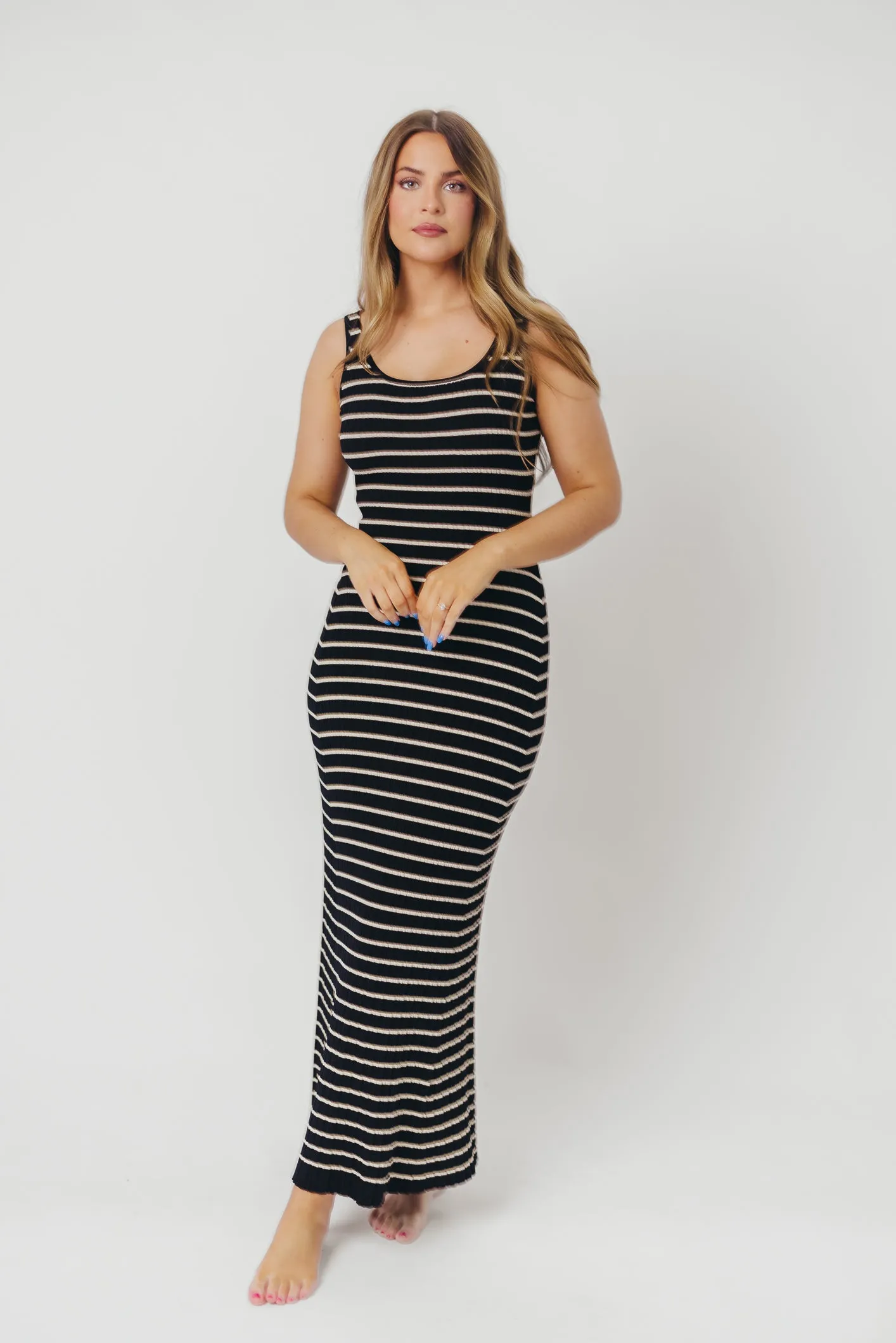 Scarlett Tank Maxi Dress in Black/Cream sold by Worth Collective