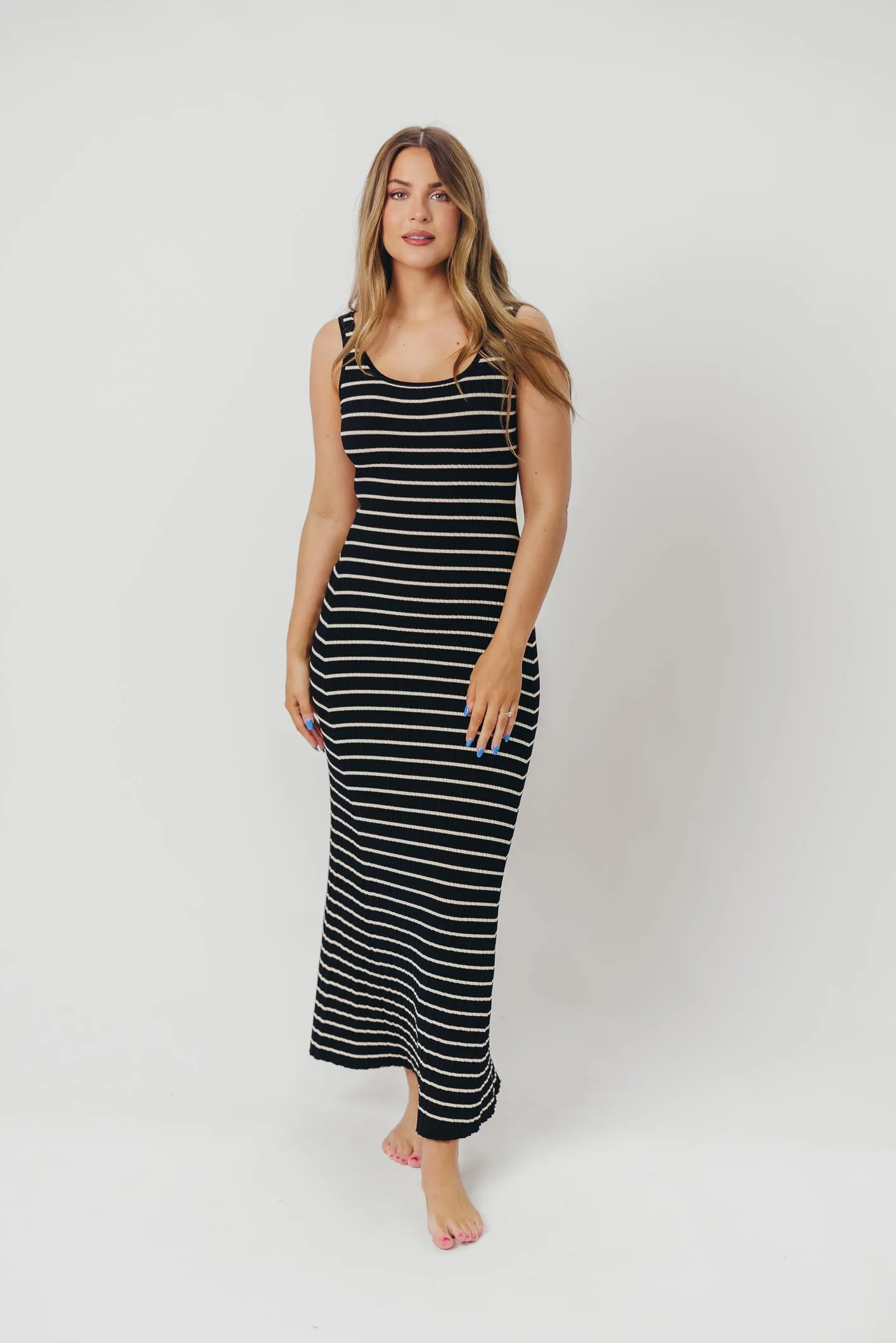 Scarlett Tank Maxi Dress in Black/Cream sold by Worth Collective product image thumbnail 4