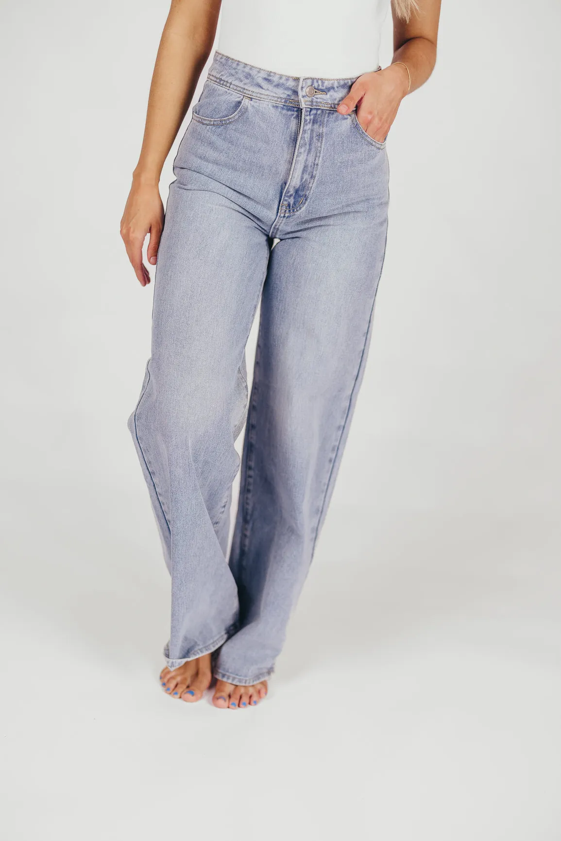 Nonchalant Wide Leg Pants in Denim sold by Worth Collective