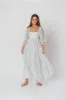 Mona Maxi Dress with Smocking in Blue White - Bump Friendly & Inclusive Sizing (S-3XL) sold by Worth Collective
